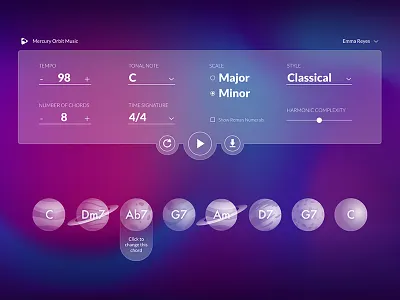Chord Progressor chords music app planet space uidesign