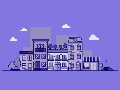 Night Street adobe illustrator flat flat art house illustration street trees vector