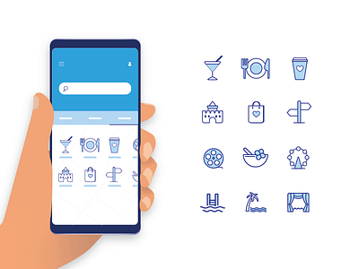 Travel line icons app attractions design icon set icons illustration ui ux vector