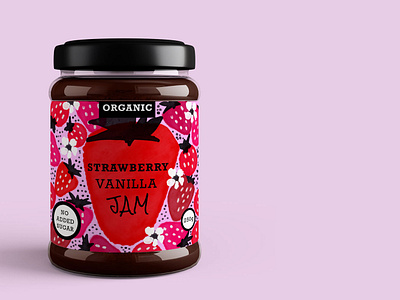 Organic Jam Packaging and Label Design ecofriendly jam label design organic packaging packaging design pink red watercolour