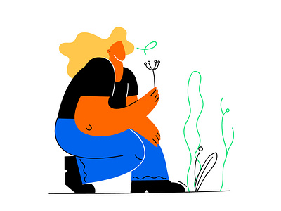 Picking flowers character design draw flower girl happy illustration man person plants spring styleframe summer summertime vector woman