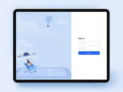 Login page & Illustration adobe balloon chilling clean design enterprise app human illustration ipad ipadpro login minimal product design saas sign in sketch ui