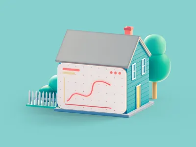 Real State Value 3d 3d icon 3d illustration building chalet chart cinema 4d colorful diorama home house icon illustration investment money real state residential stylized web