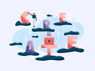 Create character creative design illustration simple texture typography