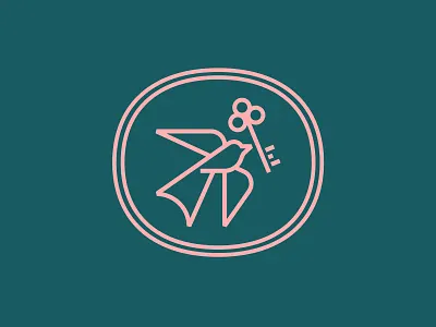 Keybird animal bird fly key logo luxury monoline oval seal