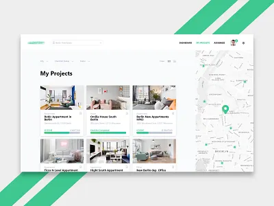 Properties management SaaS app application dashboard management map progressive properties saas webapp