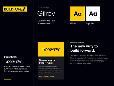 BuildFore Typography brand branding builder building clean construction design font gilroy identity industry logo monogram typography yellow