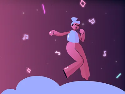 Dreamy Space 01/04 cloud dancing dream happy music night notes person sky space