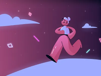 Dreamy Space 02/04 clouds determined dreamy environment game goal illustration night person running space