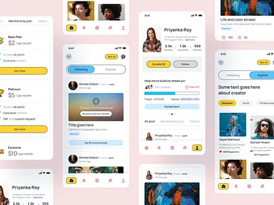 Help creators to get paid - UI design concept app app design app ui app user interface creative ui creators mobile app mobile app ui mobile ui design neobrutalism neubrutalism neubrutalism app onlyfans patreon product design ui design uiux user experience user interface ux case study