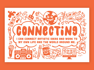 Fine Arts Poster: Connecting art books computer earth globe illustration iowa music orange oranges painting theatre vector writing
