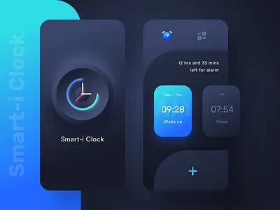 Smart-i Clock (Dark mode) add alarm alarm clock alert bell design icon illustration illustrations morning neel prakhar settings sharma sketch sleep ui ux vector watch