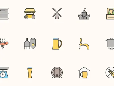 Brewery outline colored iconset beer brewery colored craft beer drink glass icon icons outline vector