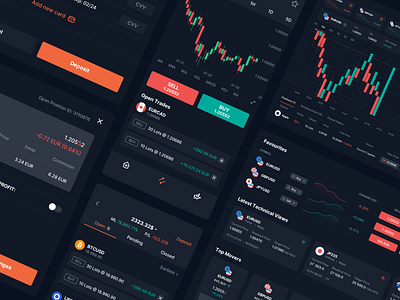 Trading App Dark Mode animation app branding broker dashboard design graphic design icon illustration interface logo saas typography ui uidesign uiux ux vector web widget