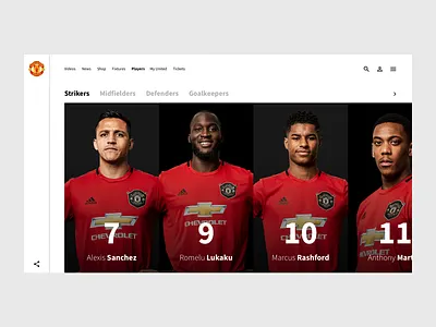 Player Overview - Man Utd Concept app design football man utd manchester united minimalist design simplistic soccer sport ui ux website concept