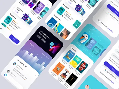 Mega iOS UI Kit all book app ui kit e books luova studio mega mobile app ui kit podcast app premium design ui kit video app