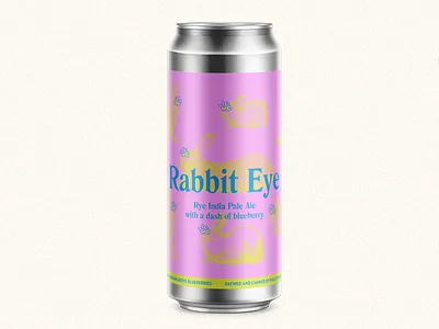 Rabbit Eye Beer Label beer beer label blueberry bunny illustration inda pale ale ipa neon pink rabbit