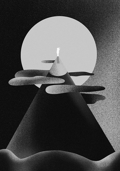 Creative struggle \illustration\print blackandwhite clouds creative design illustration minimalism minimalistic moon mountain patricijand pencil procreate