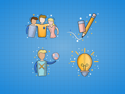 Draw and Guess sketchy style icons cute doodle doodly earth friends icon icons illustration lightbulb online pencil play online think ui ui design uiux