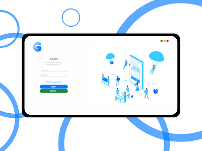Login app art blue design desktop graphics landing landing page login logo prototype ui ux web