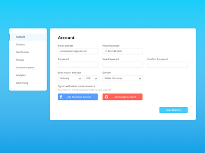 Daily Ui #007 - Settings daily ui dailyui settings settings page settings ui ui web design