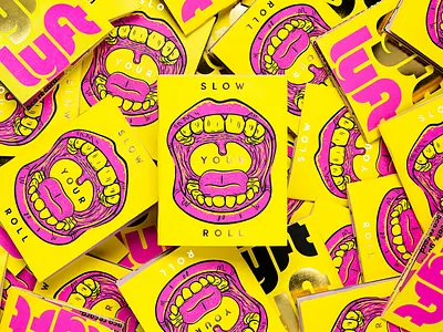 Weird little book (part 1) book foil stamp illustration lyft mcgarrah jessee mcj mouth pink scooters slow your roll sxsw yellow