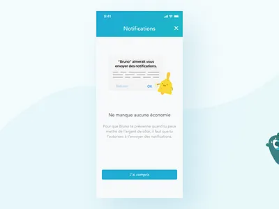 Notification incentive screen for Bruno app banking design figma finance fintech illustration mobile design notification onboarding react native ui vector