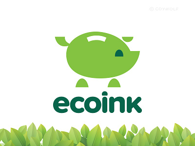 ecoink app logo branding brandmark coin cute eco environment finance green icon illustration leaf logo logo design logos mascot money pig piggybank saving typography