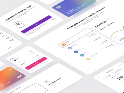 Card Components of a Cryptocurrency Exchange App clean components creditcard crypto currency exchange free graphic landingpage money nft signup ui uikit