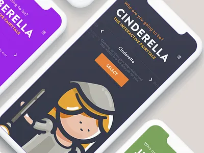 Cinderella Interface character cinderella design flat game graphic design illustration interaction interface mobile story ui ux