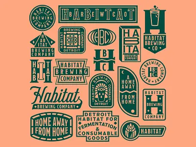 HABITAT BREWING DESIGN EXPLORATION beer beverage brand branding brew brewery fermentation hops monogram