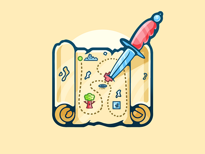 Treasure Map adobe art clean color creative designer dribbble flat flat design graphic graphic design illustration minimal monochromatic portfolio procreate shot simple tan