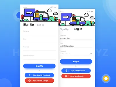 Travel APP app blue design illustration log in signup travel ui