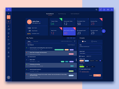 Dark Theme 1 card design dark mode dark theme dark ui dashboard ui enterprise ux product design sales tags task management ui