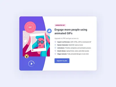 Upgrade Modal application bannersnack card cta button design element illustration interface marketing ui uidesign ux uxdesign vector website