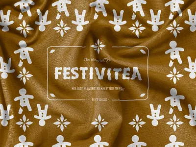 Festivitea Gingerbread Illustration Fabric branding brands design fabric design gingerbread logo minimal tea brand