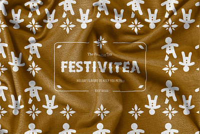 Festivitea Gingerbread Illustration Fabric branding brands design fabric design gingerbread logo minimal tea brand