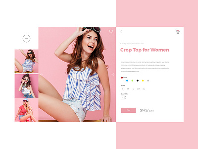 Website Page Design for Ecommerce - Fashion Product Details apparel branding button design ecommerce fashion flatdesign icon logo minimal pink shop store typography ui ui design ux web web design website