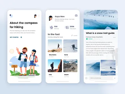 A walking program adventure app hero hiking holiday icon illustrator landing page mountain travel anency traveling ui ux view