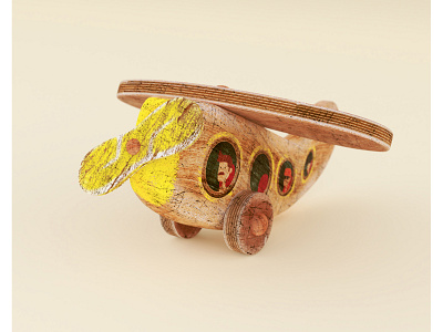 Wooden toy airplane 3dsmax toys vray wood