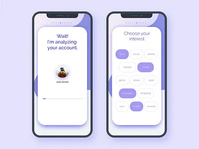 Profile account analyze app categories clean design interest ios minimal mobile profile ui