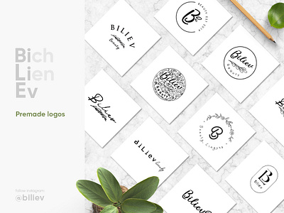 Biliev beauty branding green identity logo premade