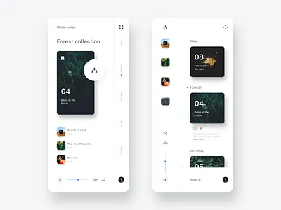 White Noise app design music play player playlist simplicity ui ux