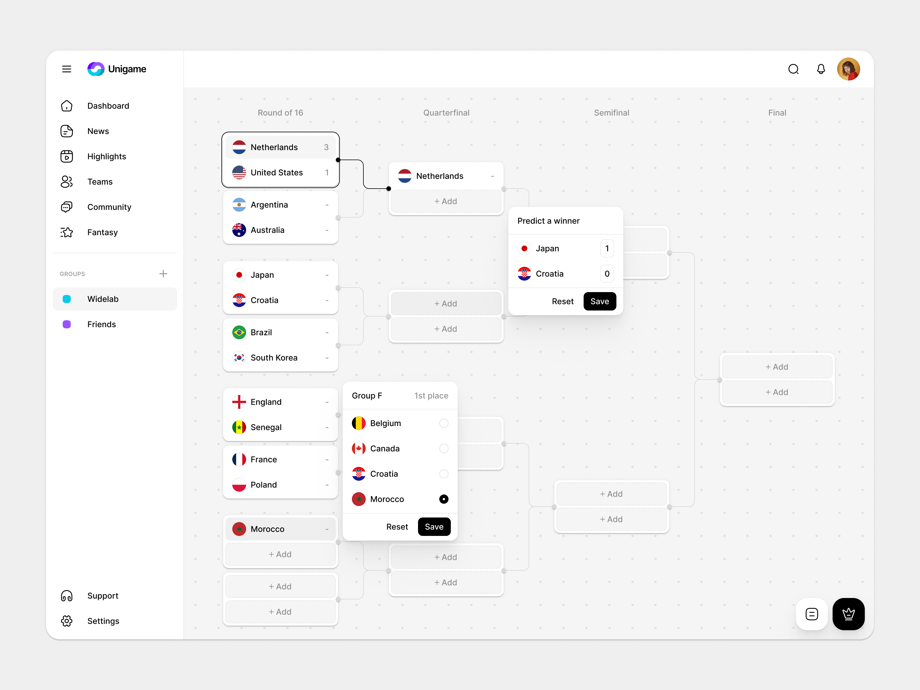 Example of World Cup - Knockout Stage