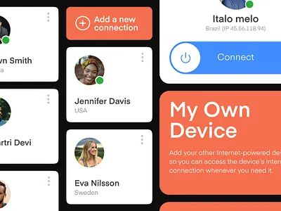 Relay App — UI Components app mobile cards mobile relay sebastiao sommer sommer tempest ui uxui vpn