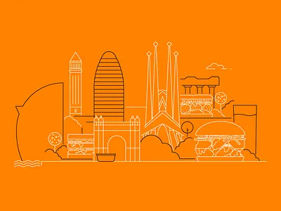 B sandwiches skyline barcelona barcelona branding city design illustration sandwiches skyline vector