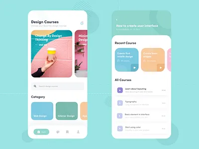 Design Course App clean course app design design app education app iphonex mobileapp pastel colors ui ux