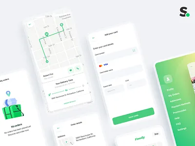 Food delivery app app app design courier delivery delivery map delivery service eating food food and drink food delivery app food order map mobile app mobile ui order payment restaurant