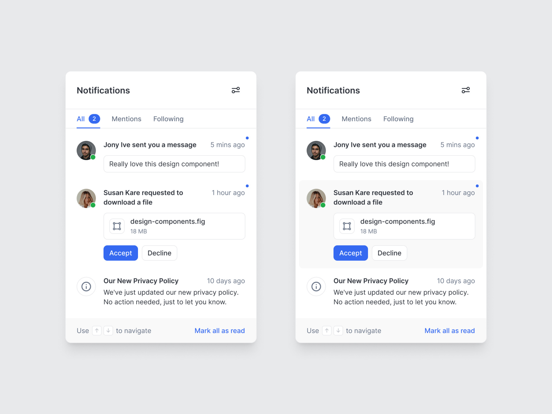 Modal: Notifications app mobile modal notification popup saas ui ux web web design