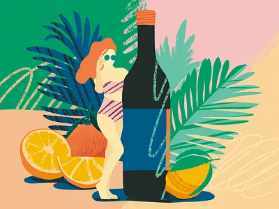 Invitation to a Party best branding card character design fashion flat illustration orange ui vector wine